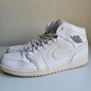 Nike Air Jordan 1 Mid 2014 White Cool Gray Shoes Sneakers 554724-120 Men Size 14